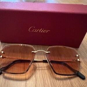 Cartier Gold Frame Sunglasses with Brown Lenses